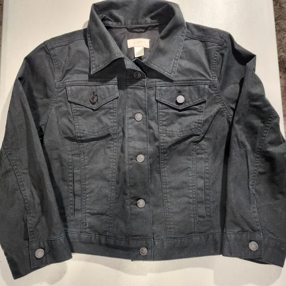 Woman Black Denim Jacket Talla S Hecho En Indonesia 97%cotton 3%spandex - Picture 1 of 7